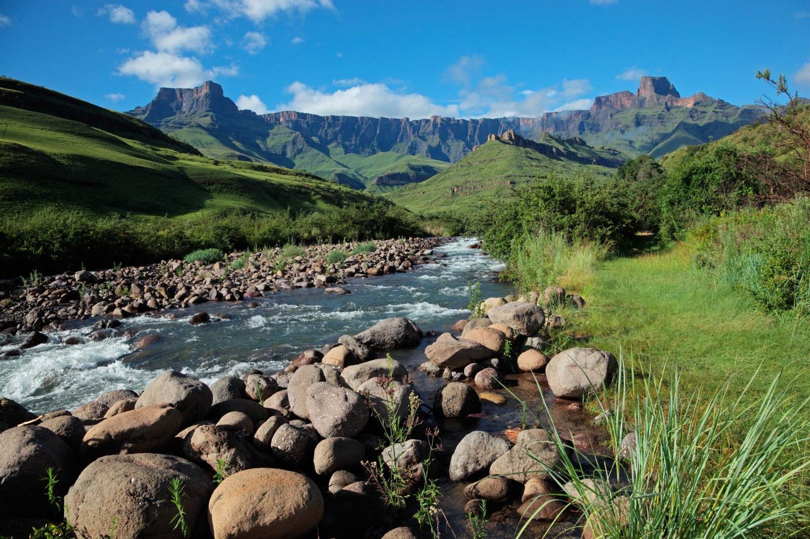 Crystal-clear river in the Southern Drakensberg Mountains